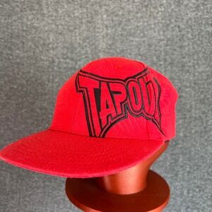 Tapout Red Black Embroidered Logo Flexfit Hat L/XL Flat Brim Y2K MMA Cap UFC